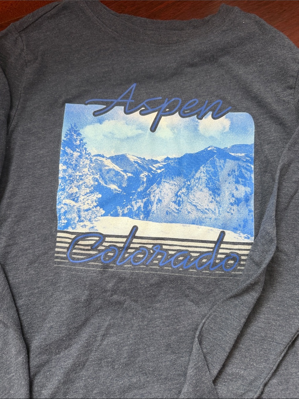 Aspen Colorado Graphic boys blue/gray shirt